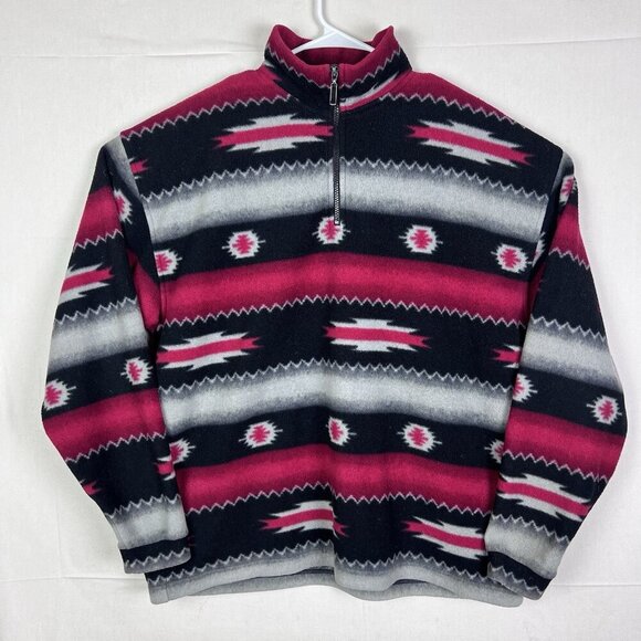Wrangler Aztec Western Blanket Fleece 1/4 Zip Pullover Size Large Southwest - Picture 1 of 14